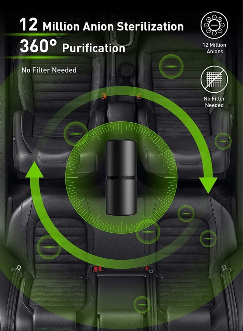 SYOSI Car Air Purifier Ionizer, 12 Million Negative Ions Portable Car Interior Freshener, 27dB Silent Ion Air Purifier for Small Rooms in the Car to Remove Dust Pet Odor Pollen（Black） - Image 4