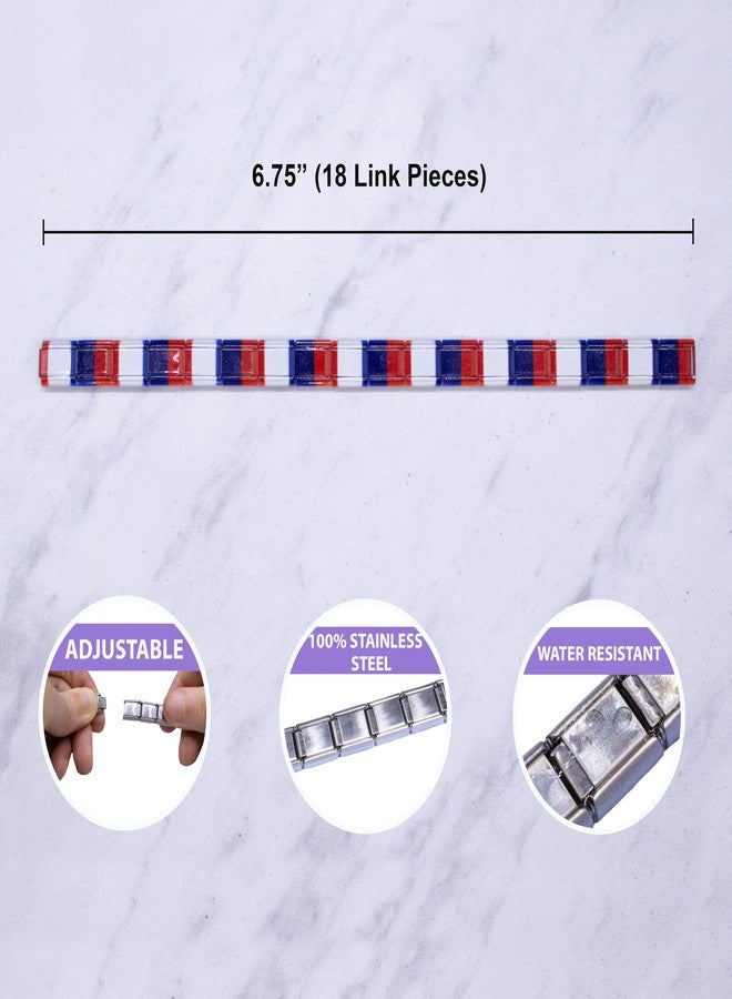 Fablinks Italian Charm Bracelet, 9mm Stainless Steel Flag Charms Link Bracelets for Women, Expandable Stretch Modular Country Jewelry for Men (France) - Image 5