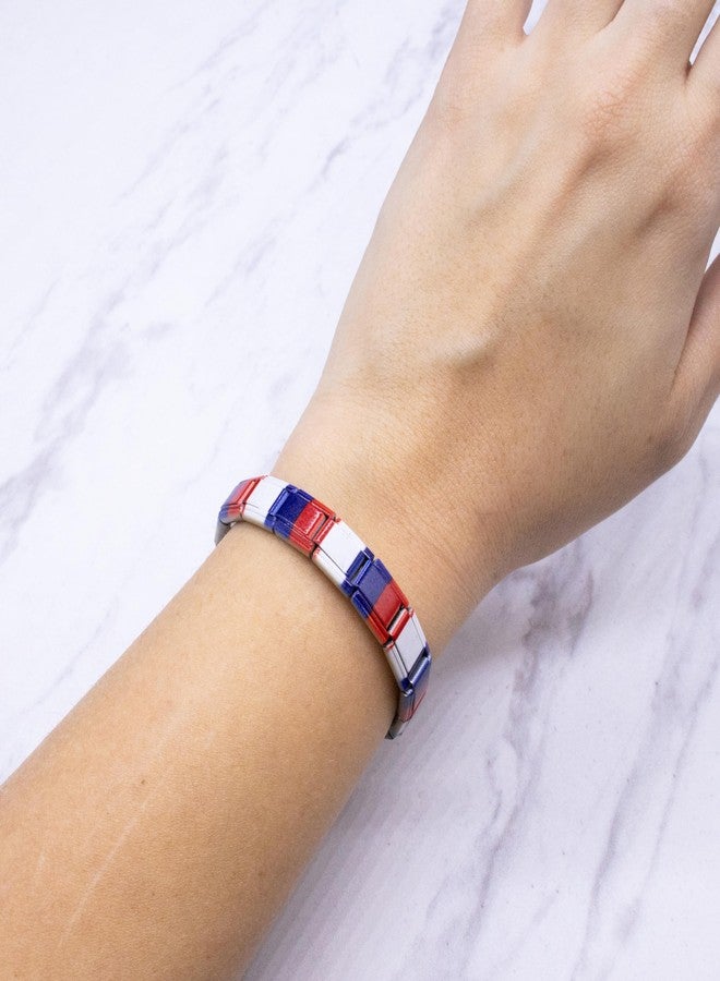 Fablinks Italian Charm Bracelet, 9mm Stainless Steel Flag Charms Link Bracelets for Women, Expandable Stretch Modular Country Jewelry for Men (France) - Image 2
