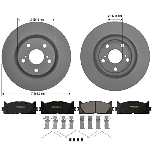 Goodyear Brakes PRK75829F | Front Premium Brake Kit with Pair (2) of AntiOx Coated Brake Rotors and Ceramic Brake Pads fits Lexus ES300h 18-13, ES350 18-07; Toyota Avalon 18-08, Camry 17-07 - Image 2