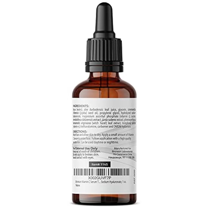 Bronson Vitamin C Serum for Face, Anti Aging Facial Serum with Premium Hyaluronic Acid, Vitamin E, Aloe & Jojoba, Hydrating & Brightening Serum for Dark Spots, Fine Lines and Wrinkles 1 oz. - Image 2