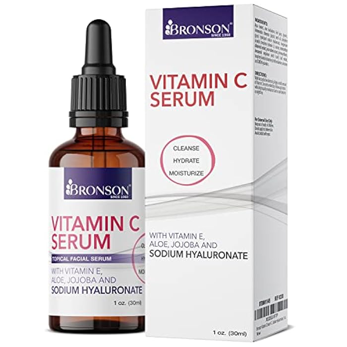 Bronson Vitamin C Serum for Face, Anti Aging Facial Serum with Premium Hyaluronic Acid, Vitamin E, Aloe & Jojoba, Hydrating & Brightening Serum for Dark Spots, Fine Lines and Wrinkles 1 oz. - Image 1
