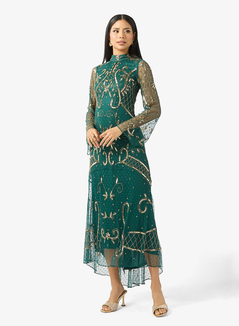 فروك اند فرل فستان ماكسي بطبعة بفتحة عنق على شكل ثقب المفتاح - Image 4