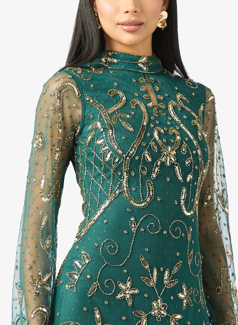 فروك اند فرل فستان ماكسي بطبعة بفتحة عنق على شكل ثقب المفتاح - Image 3