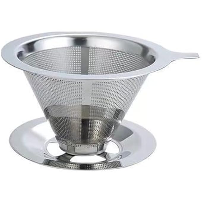 Gerui Paperless Pour Over Coffee Maker 304 Stainless Steel Coffee Filter Pour Over DripperSuitable For 12 CupsGrid Design Of Manually Reusable Conical Filters - Image 1