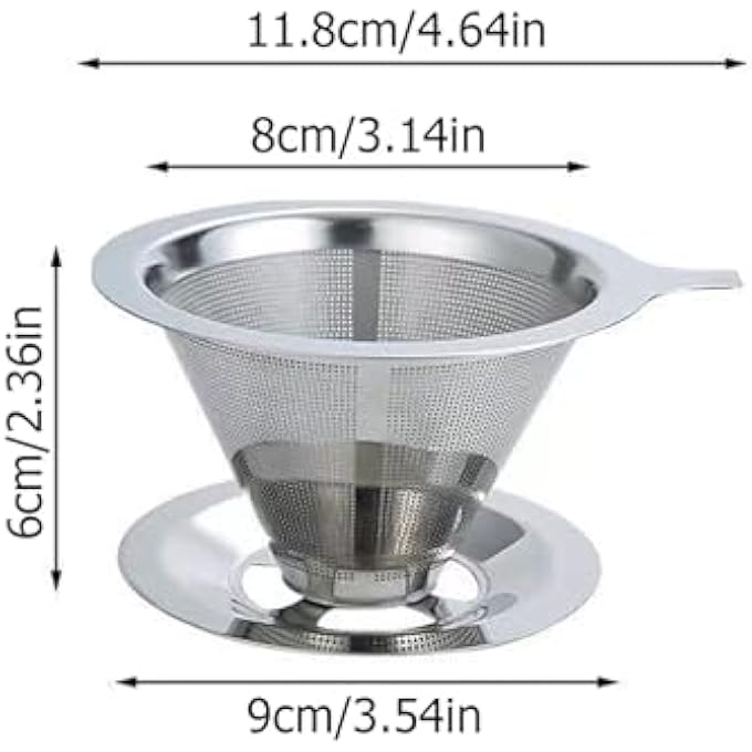 Gerui Paperless Pour Over Coffee Maker 304 Stainless Steel Coffee Filter Pour Over DripperSuitable For 12 CupsGrid Design Of Manually Reusable Conical Filters - Image 2