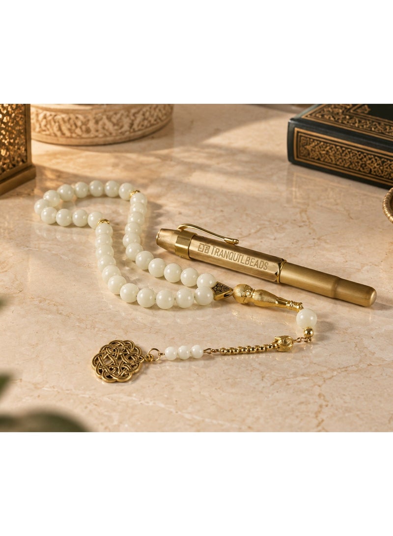 TranquilBeads Luminous Blue Glow Tasbih 33 Beads 10mm with Pen Gift Set, Islamic Misbaha Prayer Beads with Gift Box, Muslim Gift for Men, Ramadan Eid Hajj Umrah Gift - Image 2
