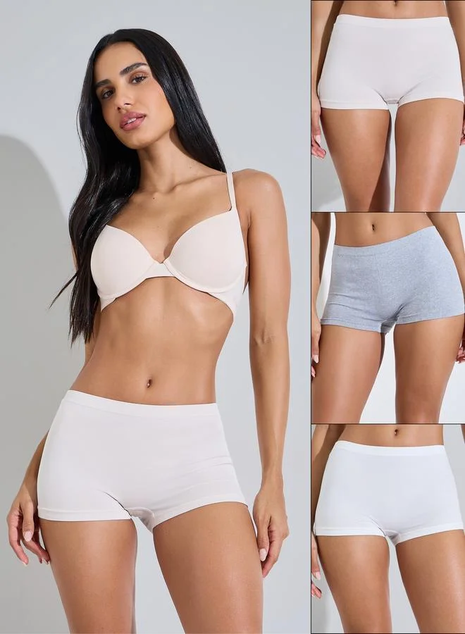 Pack of 3 - Solid Cotton Boyshorts