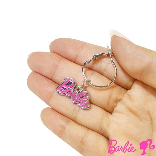 LUV HER Barbie Hypoallergenic Earrings for Girls - Hot Pink Stud Earrings & Fishhook Drop Earring Set with Charms - One Size Fits Most - Barbie Accessories for Girls Ages 4+ - Image 2