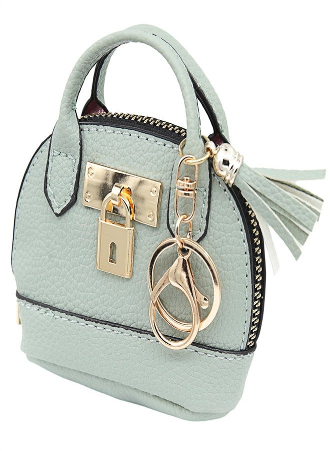 Zitokin Mini Tote Purse Keychain, Cute Tote Bag Coin Purse Keychain, Mini Backpack Keychain Wallet PU Leather (Green) - Image 1