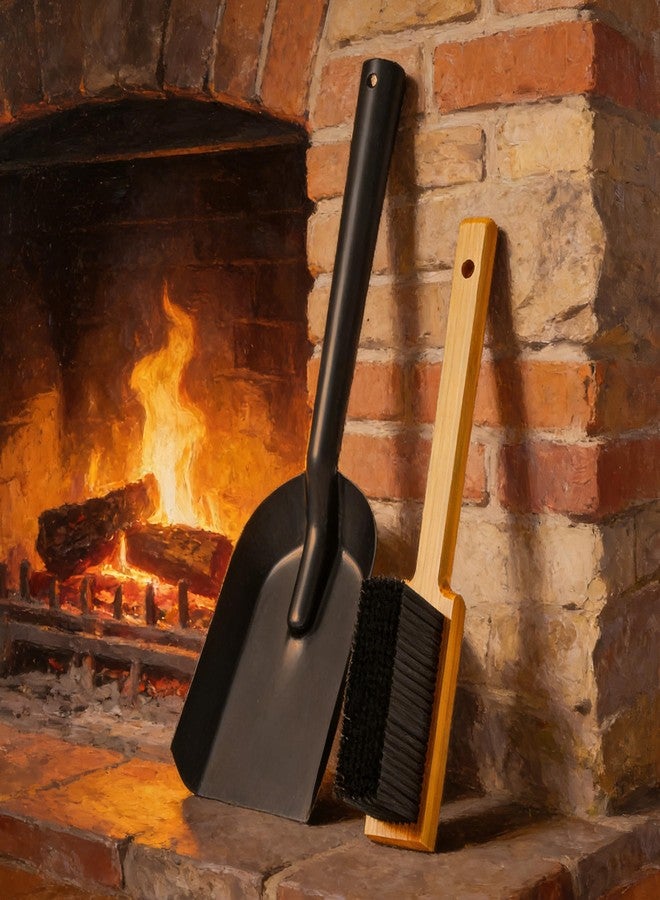 Kingson Fireplace Shovel Black Ash Shovel and Brush, Dustpan Set Small, Durable Steel, Set with Fireplace Dustpan and Brush, Coal Shovel - Image 1