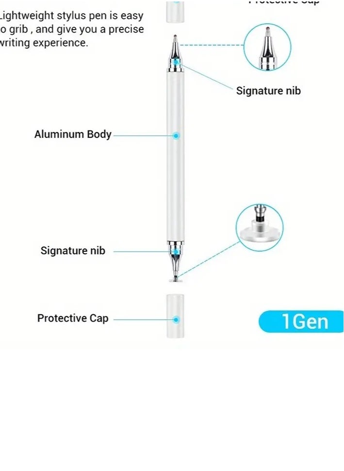 iPad Pen and Ink 2 in 1 iPad Android iOS and Phone Accessories Desktop Touch Pen, 2 Pieces Black White