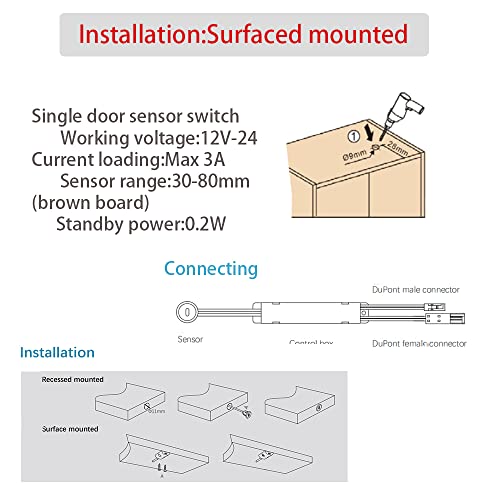 VST Motion Sensor Switch, IR Sensor Switch Door Activated Light Switch for Closet and Under Cabinet Lighting (DC 12/24V 3A) - Image 4