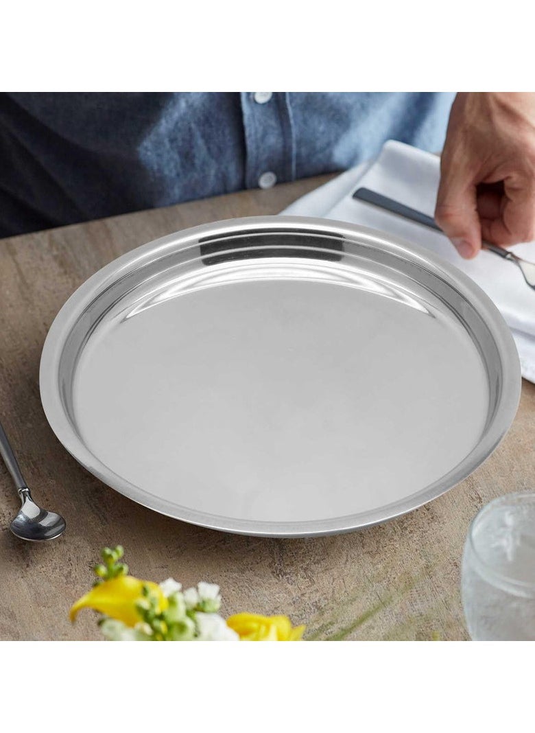 RAJ Raj Stainless Steel Round Dinner Plate Silver TP0012 Serveware Rice Plate-28CM  - Image 1