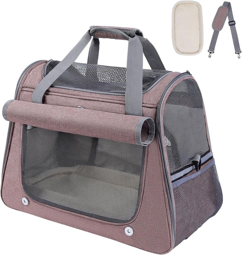 YooxArmor Airline Approved Soft-Sided Pet Carrier for Cats & Small Dogs - Ventilated Travel Bag with Removable Mat, Under 15 lbs, Red - Image 1