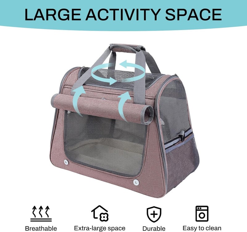 YooxArmor Airline Approved Soft-Sided Pet Carrier for Cats & Small Dogs - Ventilated Travel Bag with Removable Mat, Under 15 lbs, Red - Image 2