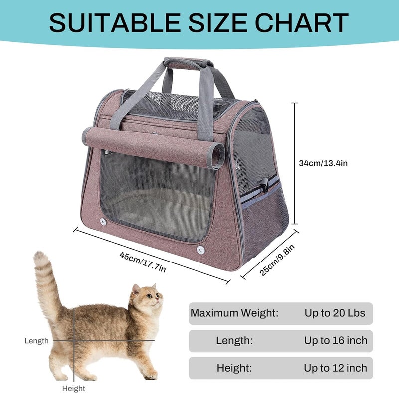 YooxArmor Airline Approved Soft-Sided Pet Carrier for Cats & Small Dogs - Ventilated Travel Bag with Removable Mat, Under 15 lbs, Red - Image 3