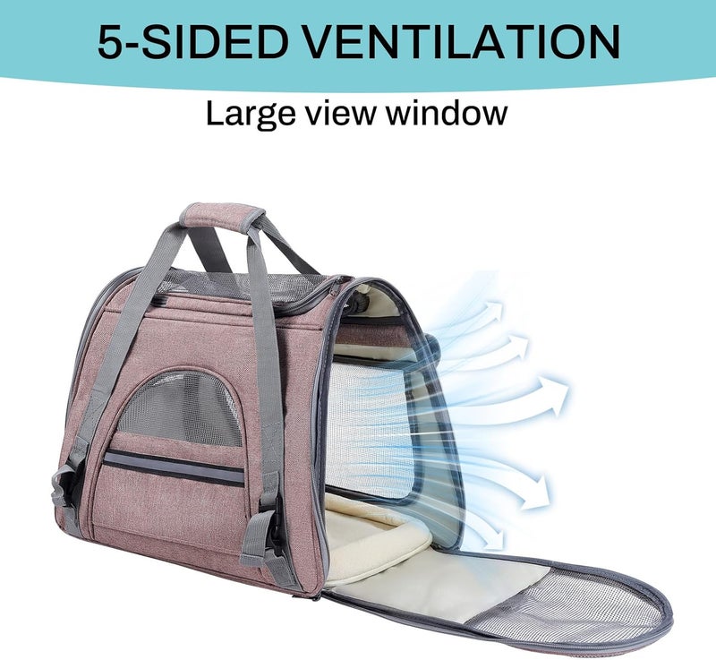 YooxArmor Airline Approved Soft-Sided Pet Carrier for Cats & Small Dogs - Ventilated Travel Bag with Removable Mat, Under 15 lbs, Red - Image 4