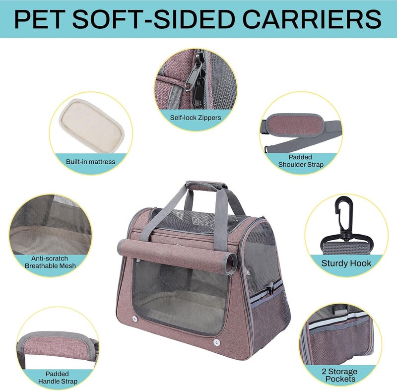 YooxArmor Airline Approved Soft-Sided Pet Carrier for Cats & Small Dogs - Ventilated Travel Bag with Removable Mat, Under 15 lbs, Red - Image 5