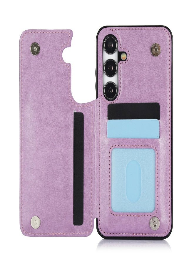 Asuwish Phone Case for Samsung Galaxy S24 Plus S24+ 5G with Tempered Glass Screen Protector Card Holder Wallet Cover Stand Flip Leather Cell Accessories S24plus 24S + S 24 24+ 2024, 6.7 inch Women Men Purple - Image 4