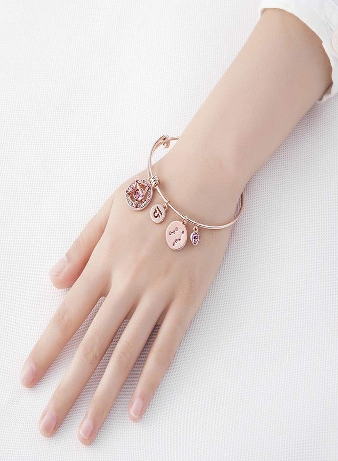 Leafael Superstar Libra Zodiac Expandable Bangle Bracelet Made with Premium Crystals Horoscope Constellation September October Birthstone Rosaline Pink Jewelry, Rose Gold Plated, 7" - Image 3