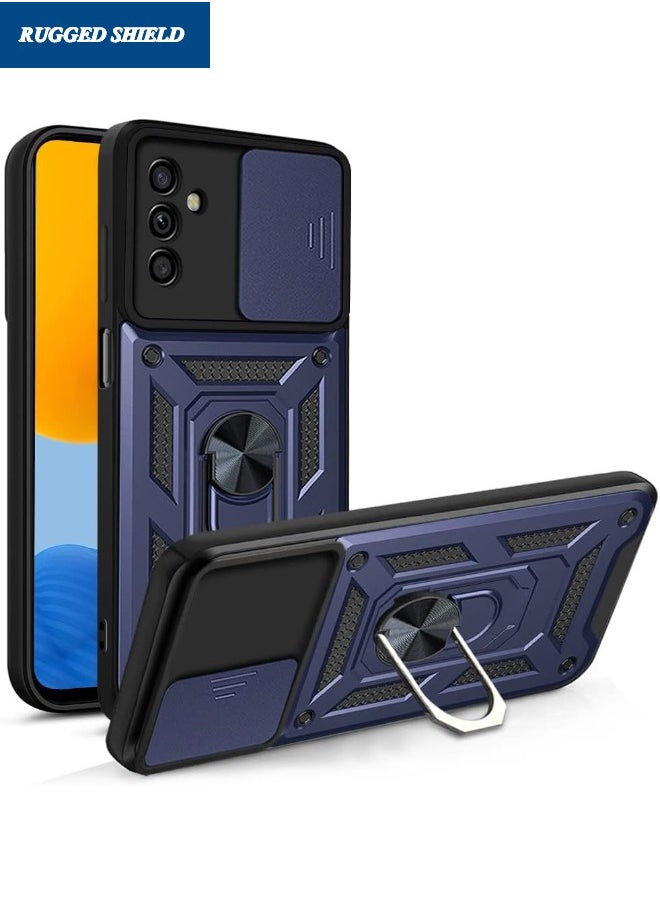 RUGGED SHIELD HUAWEI Nova Y71/Y70 Back Cover, Huawei Nova Y71/Y70 Case with Slide Camera Cover, Military Grade Heavy Duty Shockproof Phone Case Cover with Ring Kickstand for HUAWEI Nova Y71/Y70 4G, Blue 
