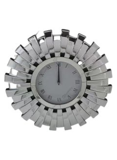 AWD Round Glass Mirror Clock with Roman Numerals, Silent Battery Operated Quartz Clock for Living Room Bedroom Home Office School Décor, Elegant Wall Clock, Modern Design, Gift. (Silver)  - Image 1