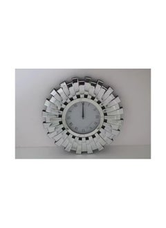 AWD Round Glass Mirror Clock with Roman Numerals, Silent Battery Operated Quartz Clock for Living Room Bedroom Home Office School Décor, Elegant Wall Clock, Modern Design, Gift. (Silver)  - Image 2