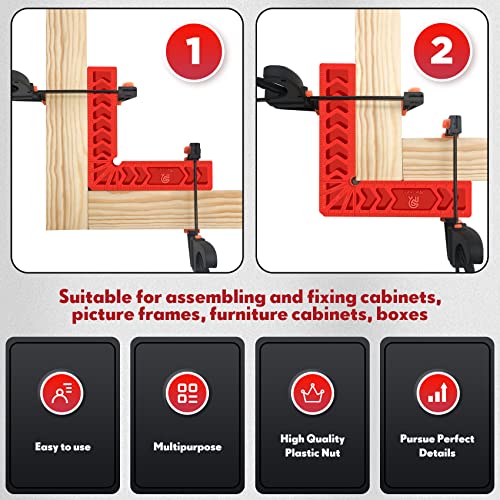 Relitec R Positioning Squares, 90 Degree Corner Clamp, Right Angle Clamp Woodworking Tool, Carpentry Squares, Carpenter Tool for Picture Frames, Cabinets or Drawers, Set of 6（3" 4"6"） - Image 4