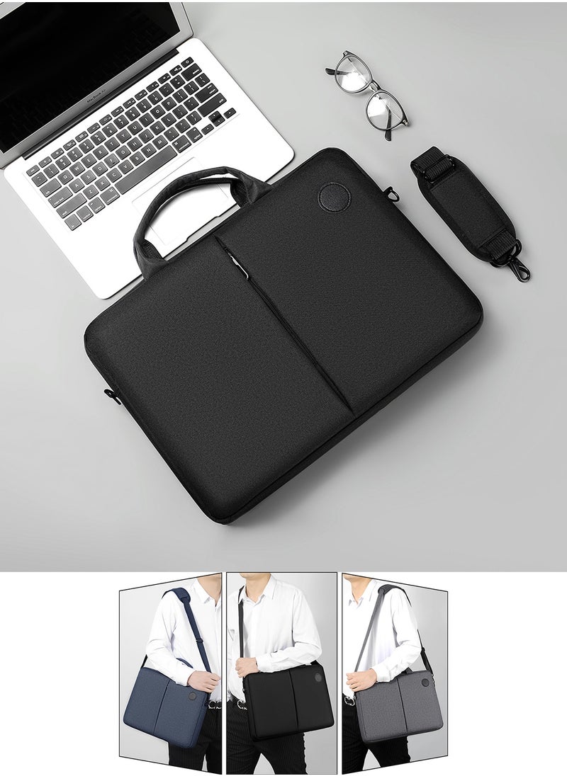 Qiccijoo - Qiccijoo Laptop Bag 15.6 Inch，Carry On Laptop Case Computer Bag for Men Women Business Briefcase Gifts for Travel/School Messenger Shoulder Bag with Strap-Black - Image 1