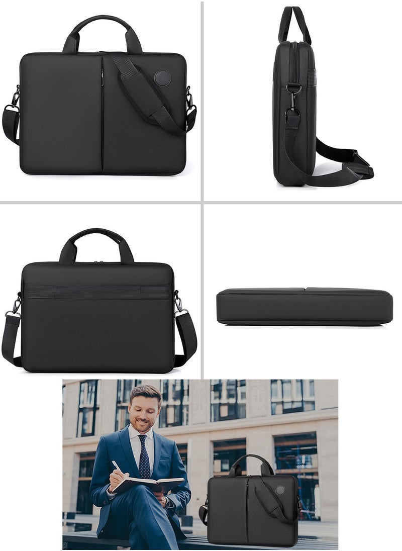 Qiccijoo - Qiccijoo Laptop Bag 15.6 Inch，Carry On Laptop Case Computer Bag for Men Women Business Briefcase Gifts for Travel/School Messenger Shoulder Bag with Strap-Black - Image 1