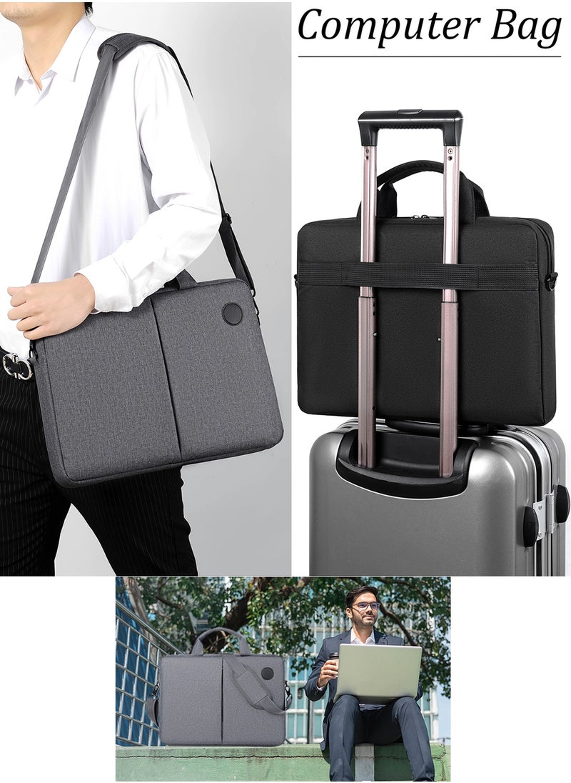 Qiccijoo - Qiccijoo Laptop Bag 15.6 Inch，Carry On Laptop Case Computer Bag for Men Women Business Briefcase Gifts for Travel/School Messenger Shoulder Bag with Strap-Black - Image 1