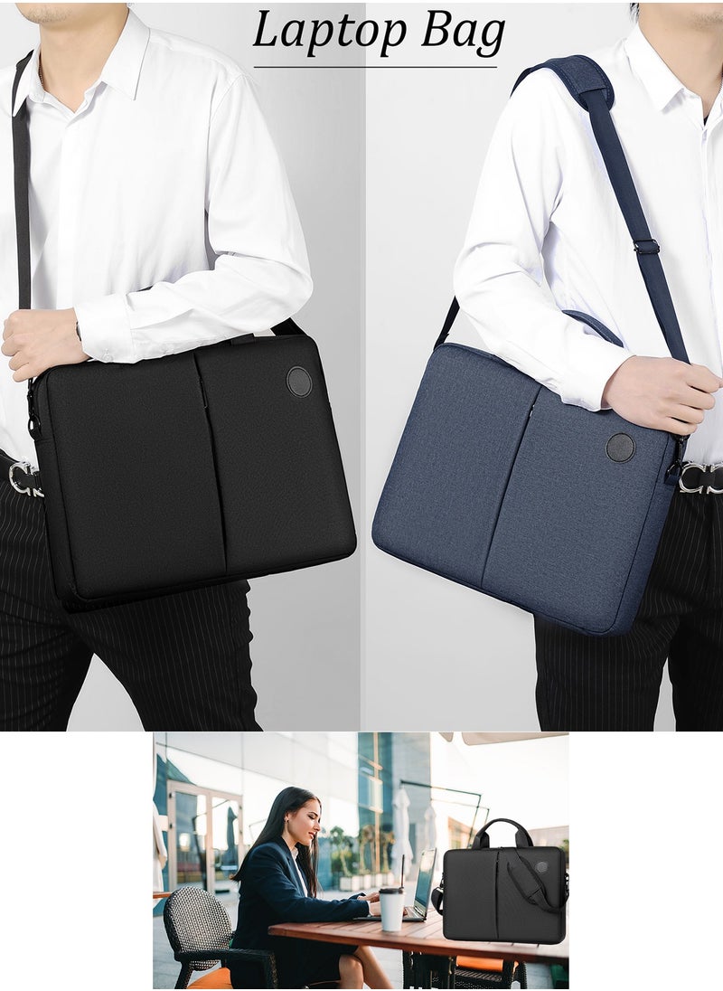 Qiccijoo - Qiccijoo Laptop Bag 15.6 Inch，Carry On Laptop Case Computer Bag for Men Women Business Briefcase Gifts for Travel/School Messenger Shoulder Bag with Strap-Black - Image 1