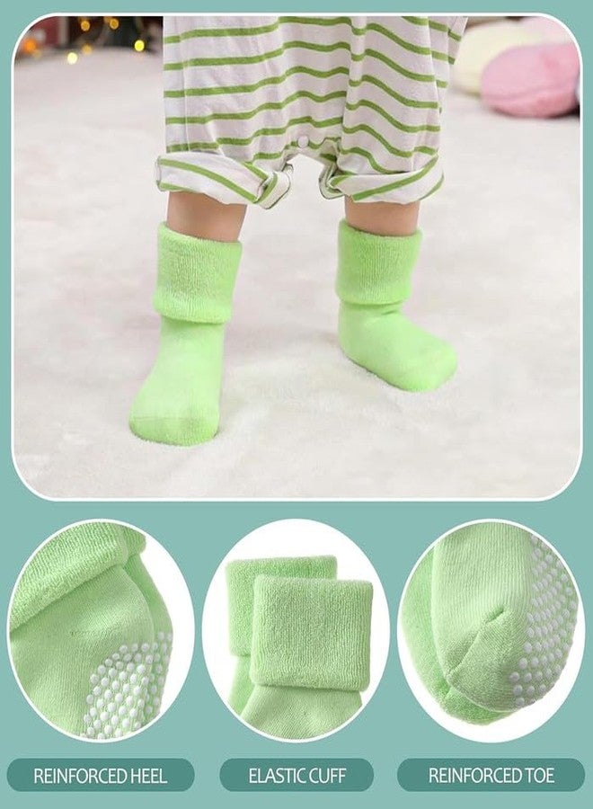 Yanwenx Baby Socks Cotton Breathable Anti Skid Thick Warm Kids Socks Pack Of 1_Green_3-4 Years - Image 3