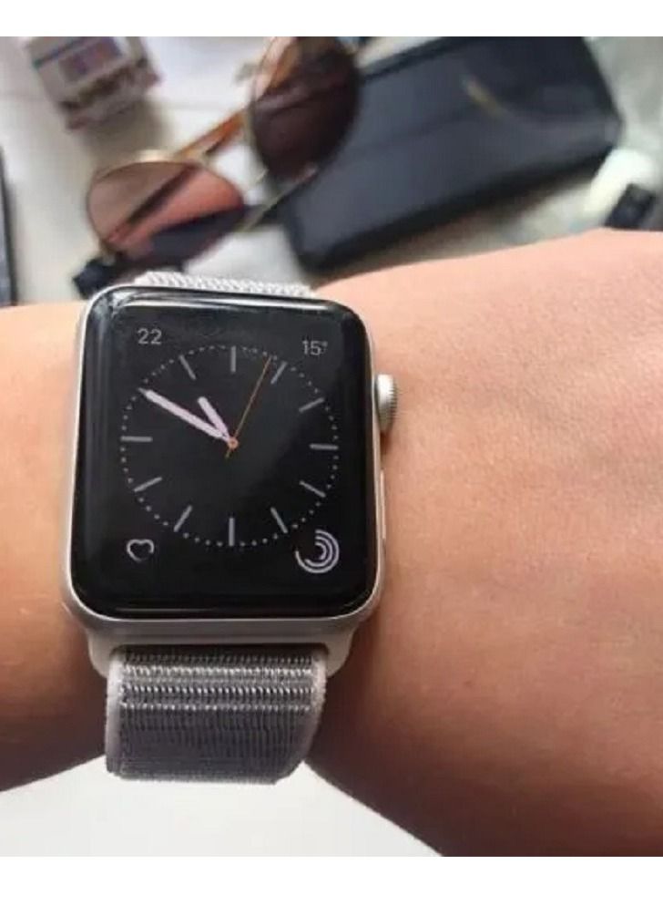 CATANES ( Nylon Sport Loop Band for Apple Watch 38mm 40mm 41mm ) Compatible with iWatch Series 7/SE/6/5/4/3/2/1 Seashell Light Grey Color - Image 3