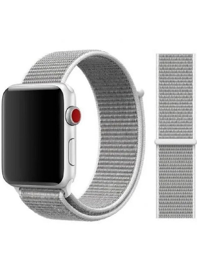 CATANES ( Nylon Sport Loop Band for Apple Watch 38mm 40mm 41mm ) Compatible with iWatch Series 7/SE/6/5/4/3/2/1 Seashell Light Grey Color - Image 1