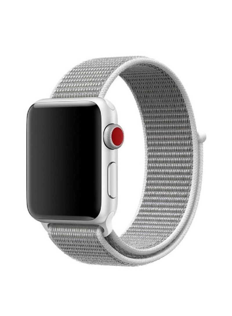 CATANES ( Nylon Sport Loop Band for Apple Watch 38mm 40mm 41mm ) Compatible with iWatch Series 7/SE/6/5/4/3/2/1 Seashell Light Grey Color - Image 4