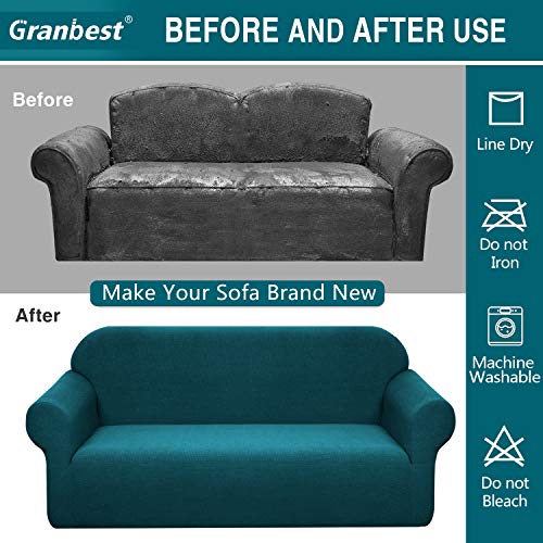 Granbest Premium Waterproof Sofa Cover High Stretch Couch Slipcover Super Soft Fabric Couch Cover (Blackish Green, Medium) - Image 5