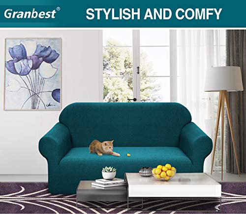 Granbest Premium Waterproof Sofa Cover High Stretch Couch Slipcover Super Soft Fabric Couch Cover (Blackish Green, Medium) - Image 2