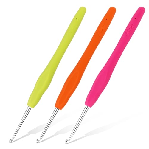 Iuuidu 3PCS Crochet Hooks, Ergonomic Handle Crochet Hooks for Arthritic Hands 3Size, Extra Long Crochet Needles for Beginners, Comfortable Smooth Knitting Needles for Handmade DIY Multicolor - Image 1