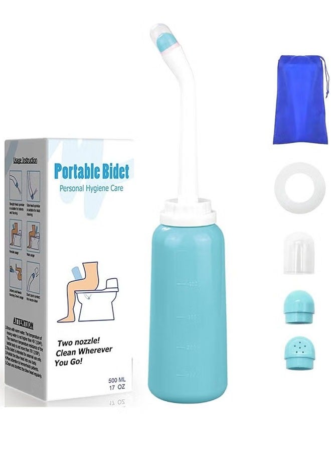 BOUND MOAT Portable Bidet Sprayer Travel Shattaf for Toilet Personal Hygiene Cleaning/Soothing Postpartum Care/Baby Care Travel Bidet With Hand Held Bidet Bottle 500ML (Green Color)  - Image 1
