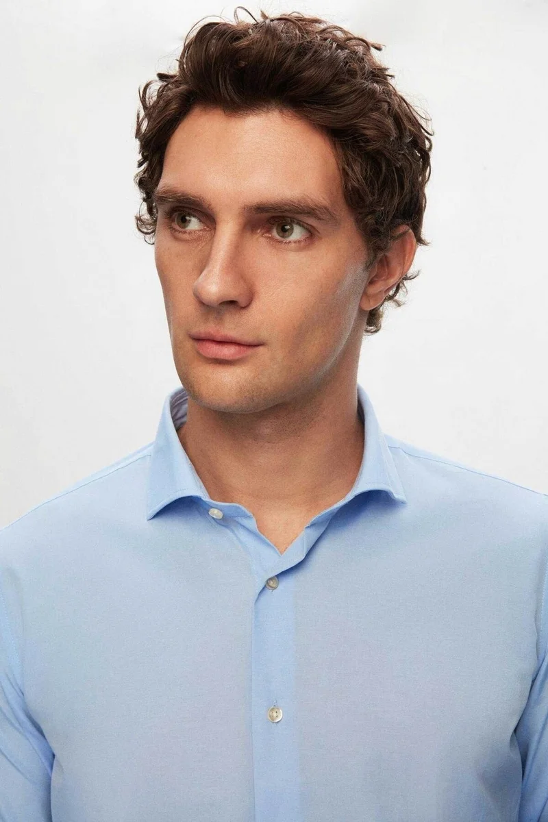 دي أس دامات D'S Groom Slim Fit Light Blue Italian Collar Shirt 2HF02ORT4185