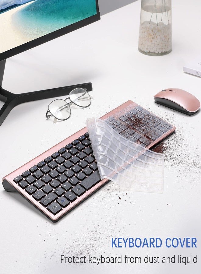 TopMate Wireless Keyboard and Mouse Ultra Slim Combo, TopMate 2.4G Silent Compact USB 2400DPI Mouse and Scissor Switch Keyboard Set with Cover, Batteries Included, for PC/Laptop/Windows/Mac - Rose Gold Black - Image 5