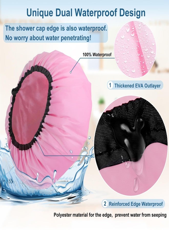 SHEOMERN 3 Pcs 16.5" Super Extra Large Shower Cap, Reusable Dual Waterproof Shower Cap for Women, Jumbo Satin Lined Shower Cap for Braids & Long Hair, XXL Adjustable Hair Cap for Locs Dreadlocks Music - Image 4
