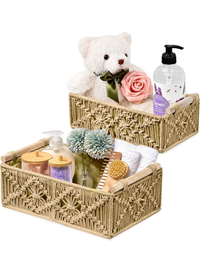 Sorbus Sorbus Macrame Boho Decor Baskets - 2 Decorative Gift Baskets for Nursery, Baby Room, Toilet Tank Top - Lined Baby Basket Set for Organizing Changing Station, Linens, Clothes, Diapers, Toiletries - Image 1