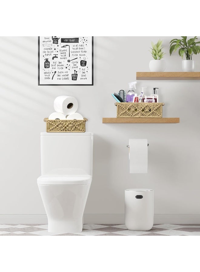 Sorbus Sorbus Macrame Boho Decor Baskets - 2 Decorative Gift Baskets for Nursery, Baby Room, Toilet Tank Top - Lined Baby Basket Set for Organizing Changing Station, Linens, Clothes, Diapers, Toiletries - Image 4