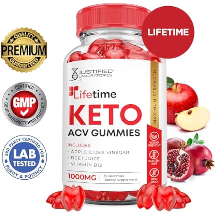 Justified Laboratories Lifetime Keto ACV Gummies Advanced Formula 1000MG Lifetime Keto Gummies Apple Cider Vinegar Formulated with Pomegranate Beet Juice Powder B12 Vegan Non GMO 60 Gummys - Image 2