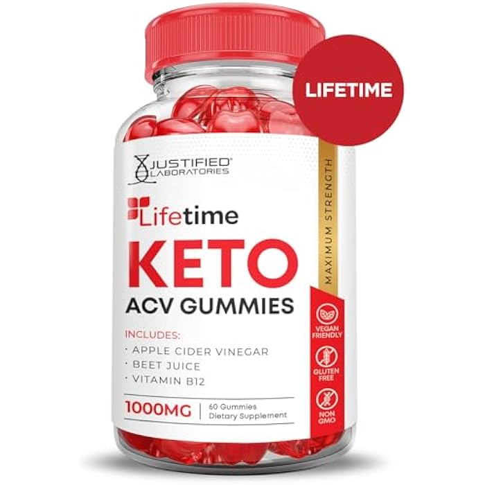 Justified Laboratories Lifetime Keto ACV Gummies Advanced Formula 1000MG Lifetime Keto Gummies Apple Cider Vinegar Formulated with Pomegranate Beet Juice Powder B12 Vegan Non GMO 60 Gummys - Image 3