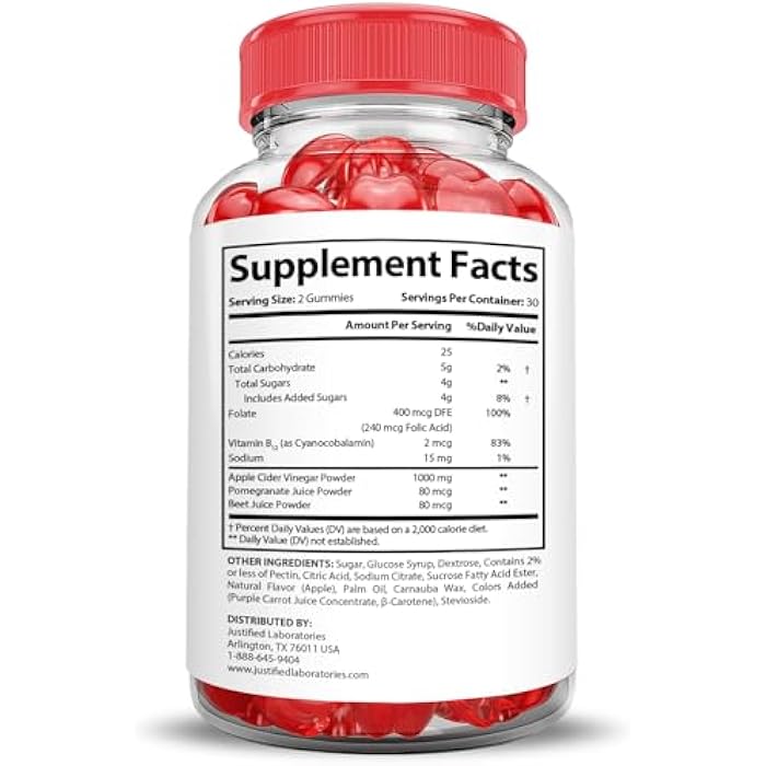 Justified Laboratories Lifetime Keto ACV Gummies Advanced Formula 1000MG Lifetime Keto Gummies Apple Cider Vinegar Formulated with Pomegranate Beet Juice Powder B12 Vegan Non GMO 60 Gummys - Image 5