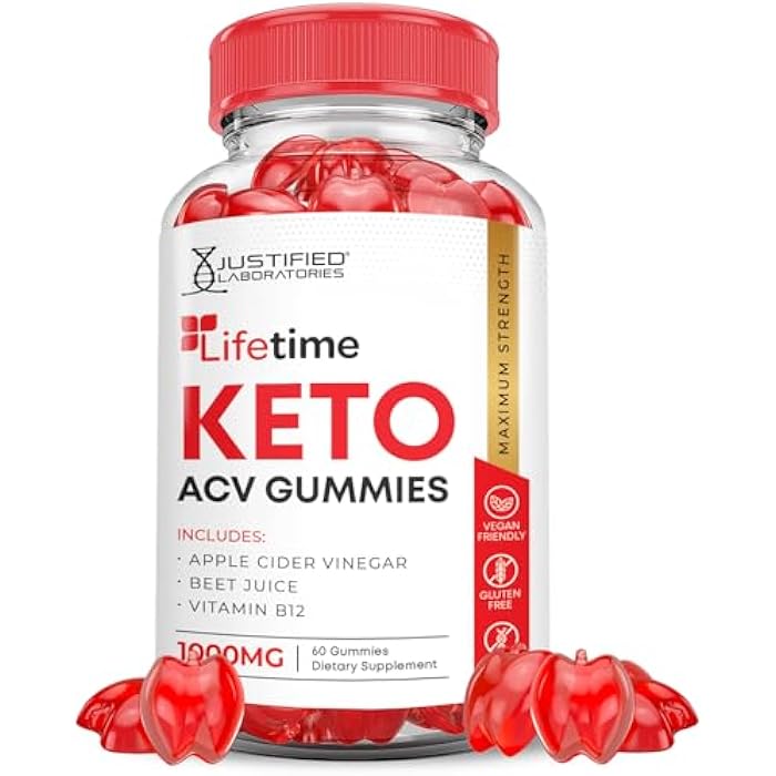 Justified Laboratories Lifetime Keto ACV Gummies Advanced Formula 1000MG Lifetime Keto Gummies Apple Cider Vinegar Formulated with Pomegranate Beet Juice Powder B12 Vegan Non GMO 60 Gummys - Image 1